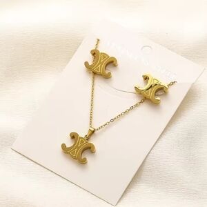 Chic Gold Stainless Steel Necklace and Earrings Set